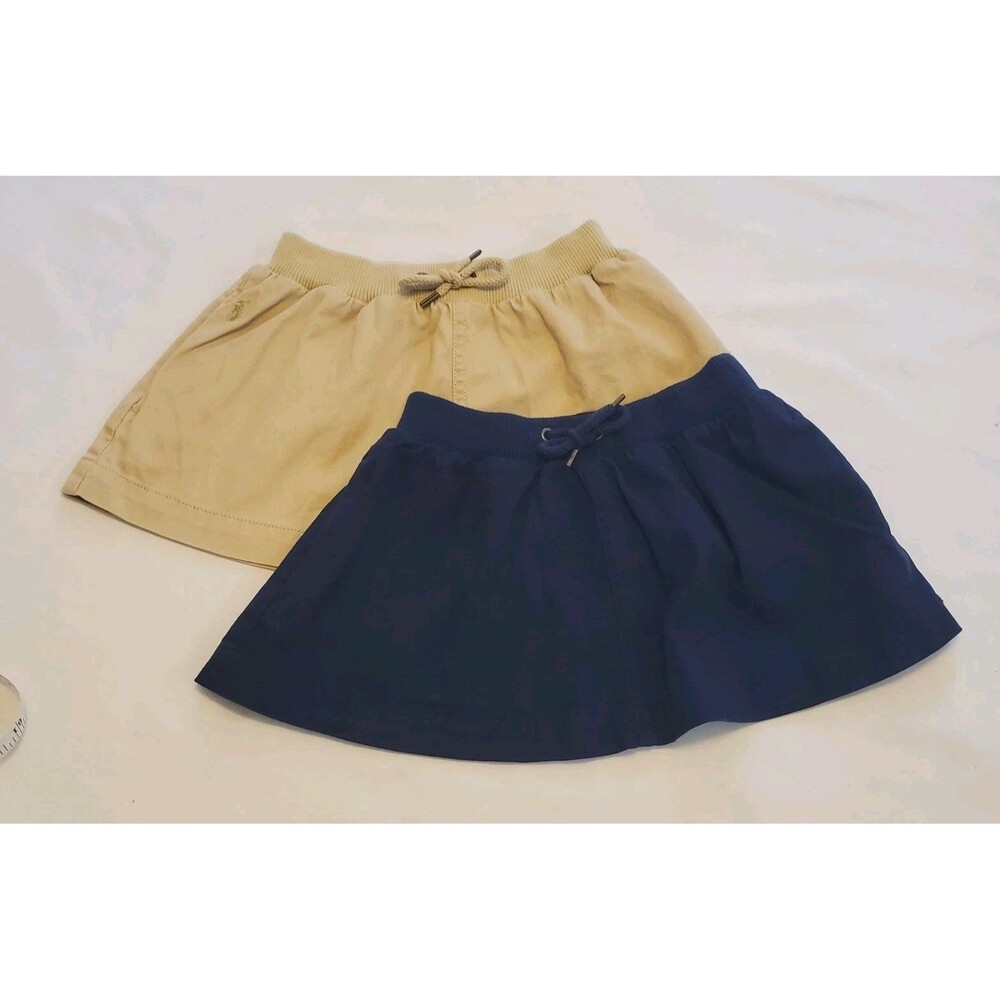 Polo Ralph Lauren Baby 3T Toddler Cotton Skirt Set Tan Navy Blue
